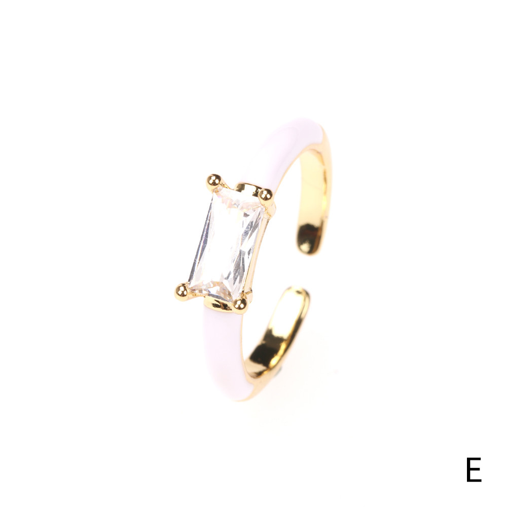 Nihaojewelry Fashion Dripping Oil Copper Inlaid Square Zircon Ring Wholesale Jewelry display picture 4