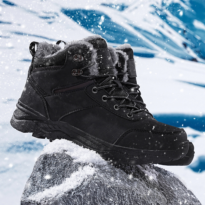 Herrenschuhe Große Herrenschuhe für den Winter High Top Plus Samt warme Baumwollschuhe Outdoor-Arbeit Schneestiefel rutschfeste Wanderschuhe_voghion.com