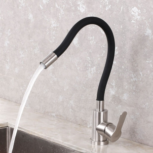 304 Stainless Steel Silicone Tube Kitchen Faucet Sink Sink Universal Rotating Splash-Proof Household Hot and Cold Faucet