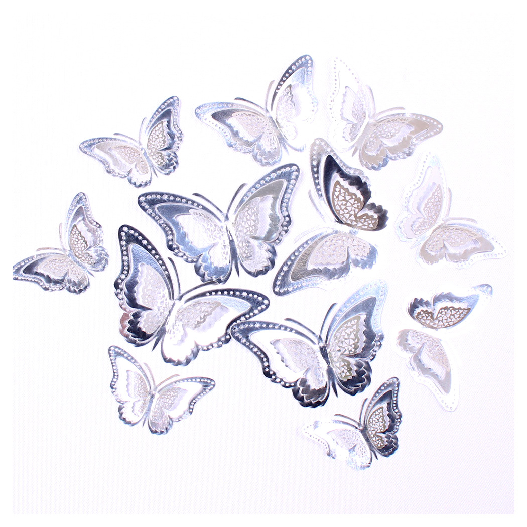 Fábrica al por mayor 12 pegatinas de pared de mariposas huecas hogar festivo decoración navideña decoración mariposa tridimensional 3D