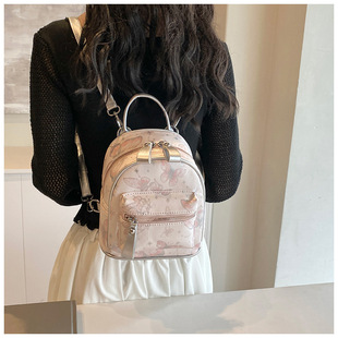 In-Stock Butterfly Print Backpack for Women, New Niche Commuter Backpack, Simple Casual Versatile Trendy Small School Bag