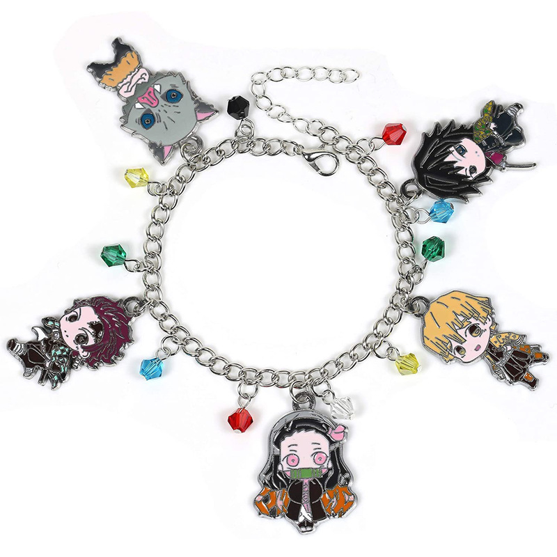 Cross-border Ghost Blade charcoal Zhilang you beans Fugang Yiyong doll combination diamond bracelet anime peripheral bracelet