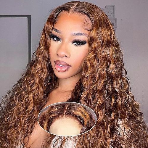 Amazon wig for women with middle part corn perm African long curly hair front lace chemical fiber European and American full headgear