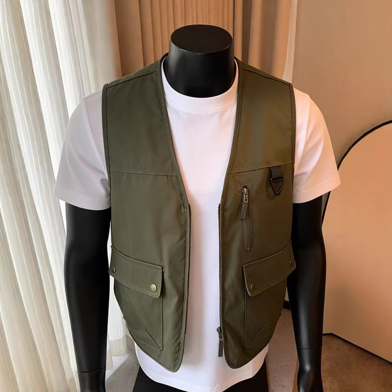 American Retro Workwear Vest for Men, Summer Functional Style Vest, Outdoor Trendy Brand Sleeveless Jacket American Retro Workwear Vest for Men, Summer Functional Style Vest, Outdoor Trendy Brand Sleeveless Jacket