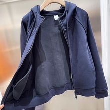 加绒加厚连帽卫衣秋冬新款百搭开衫长袖高品质拉链卫衣保暖外套女