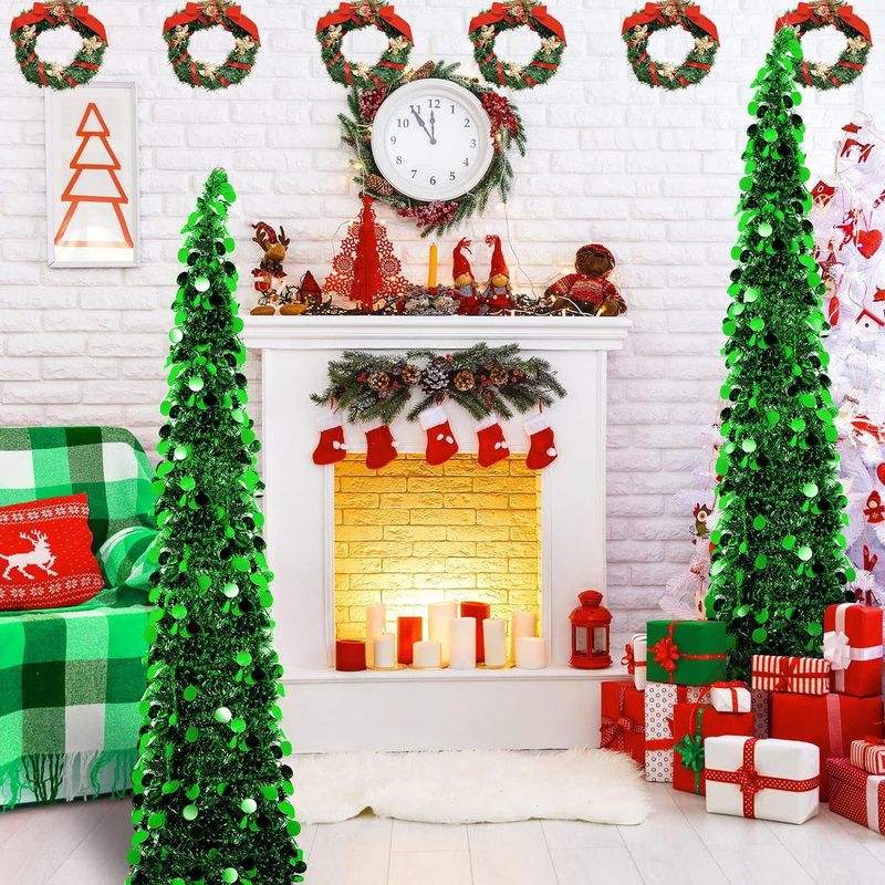 国境を越えて人気のクリエイティブなクリスマス用品、毛糸のクリスマスツリー、伸縮式折りたたみツリー、毛糸ツリーDIY、イチイのツリー|undefined