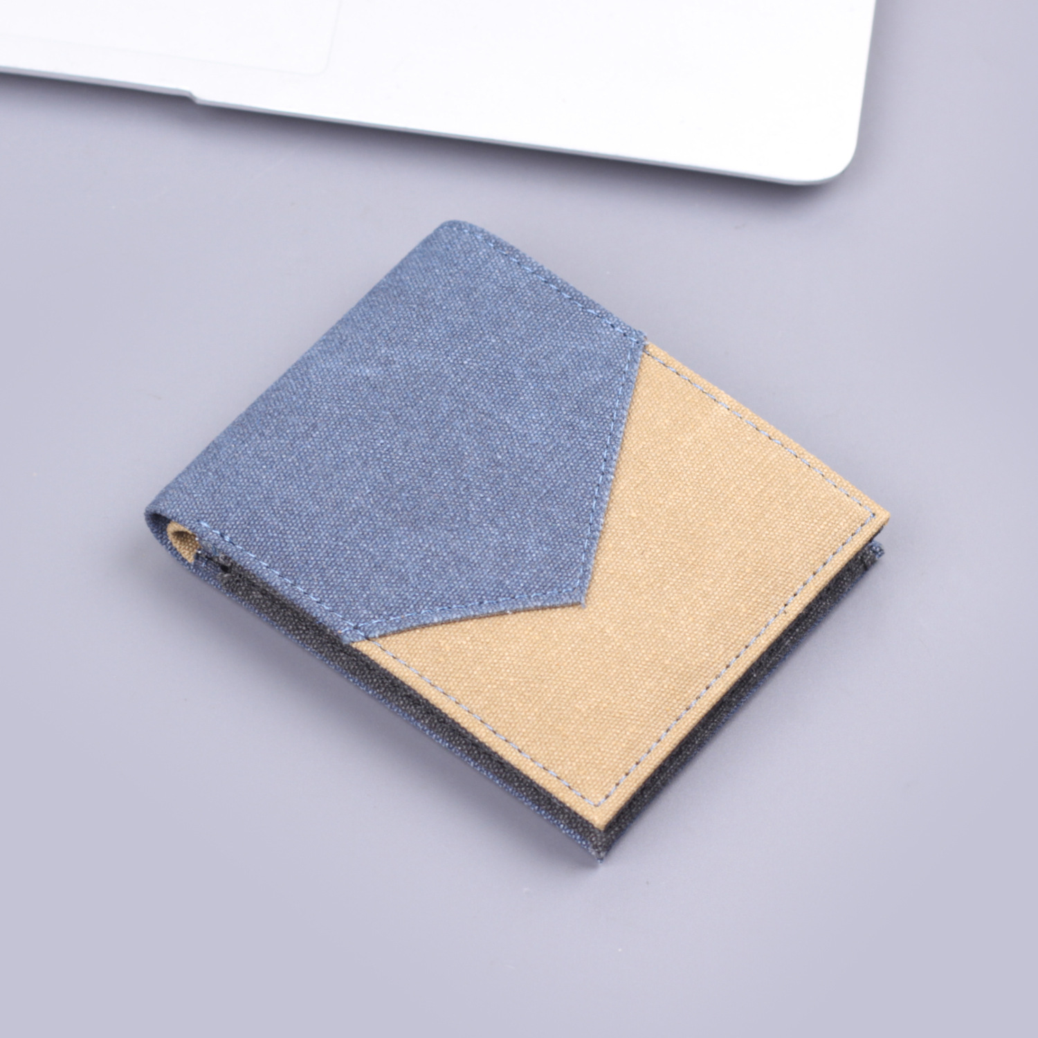 Cartera de lona corta para hombres cartera de hombres bolsos de dólares bolsos de denim bolsos de tarjetas de cuero para hombres bolsos transfronterizos