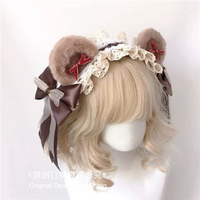 Hair accessory pearl, headband with bow, Lolita style, DIY