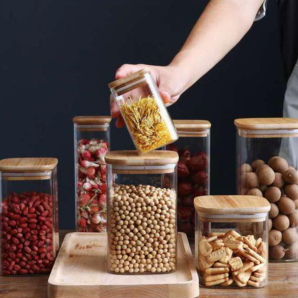 Square high borosilized glass storage tank storage bottle kitchen…