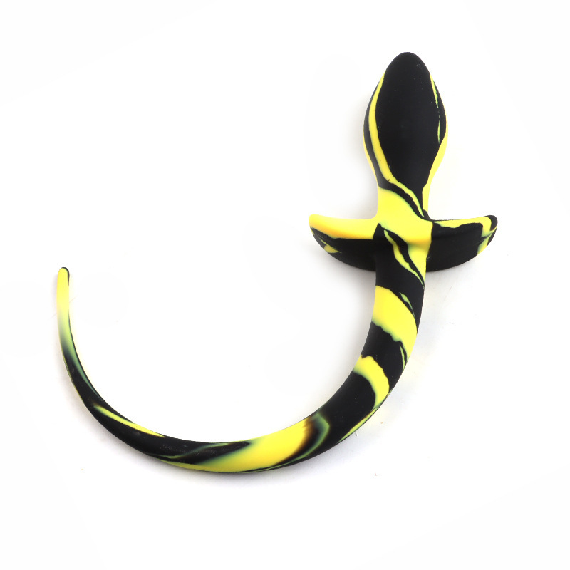 Dog Tail Silicone Anal Plug with Colorful Fluffy Tail, Adult Anal Training Toy — detail image 7