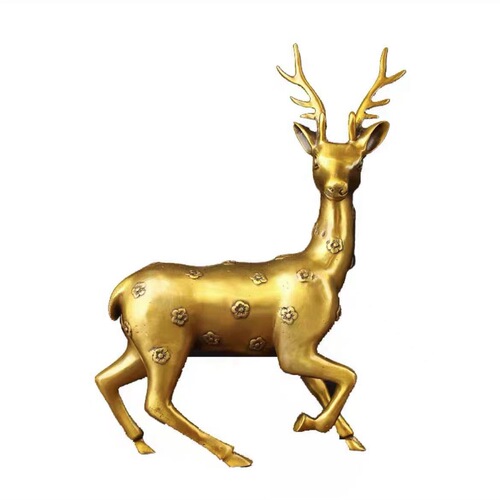 Brass deer sculpture large sika deer pair ornaments auspicious home living room office crafts decorations