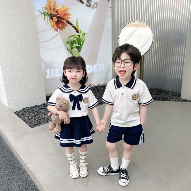 儿童polo衫套装夏季韩版童装幼儿园园服短袖中小童校服英伦风班服