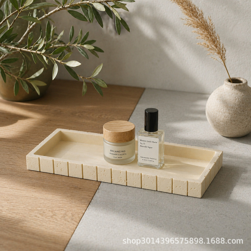 Wabi-Sabi Style Travertine Storage Tray, Aromatherapy Tray, Jewelry Storage Tray, Bathroom Storage Tray, Hotel and Guesthouse Bathroom