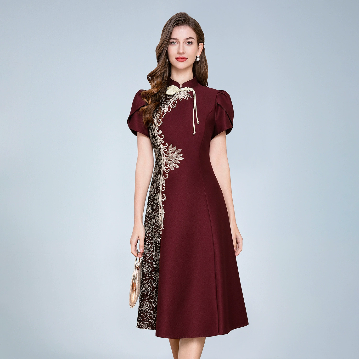 Шэньчжэньское Брендовое платье высокого класса, новинка 2024, модное платье для средних лет, большие размеры, платье для тети и мамы, цельная доставка