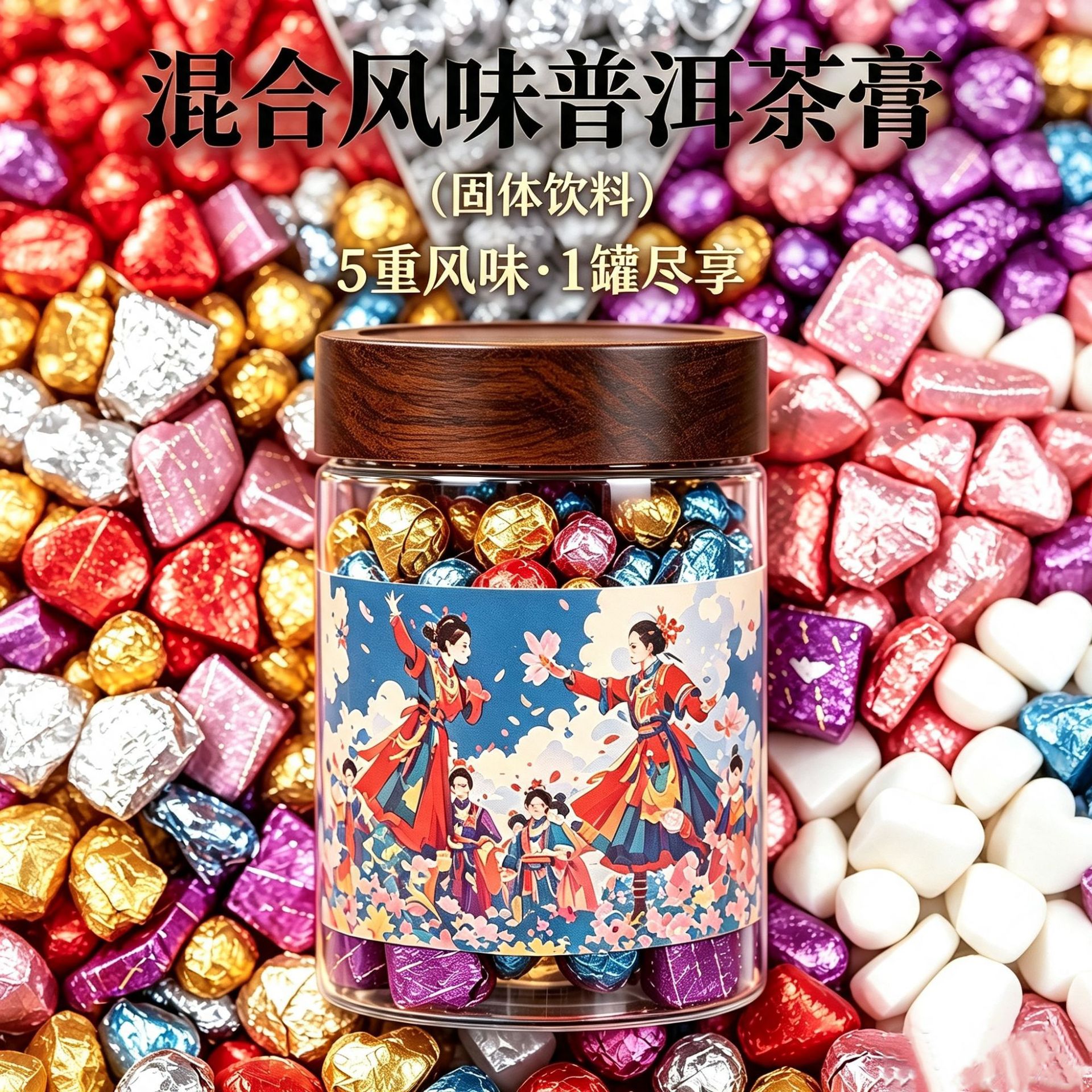 云南普洱茶膏混合花果风味精华茶膏组合玫瑰茉莉冷泡花茶普洱茶膏