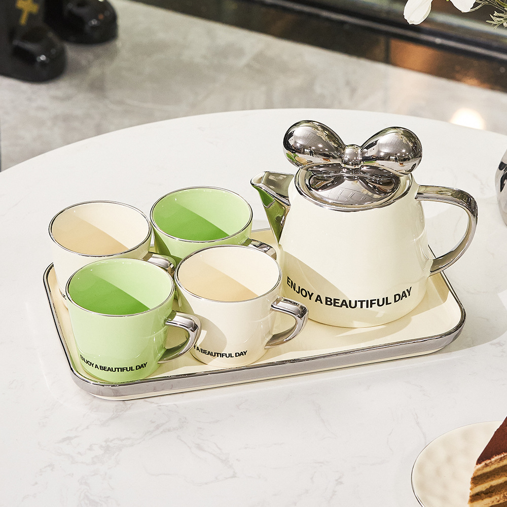 INS set completo de tazas de té de cerámica set de tetera de té casera alta taza de agua regalos de alquiler al por mayor