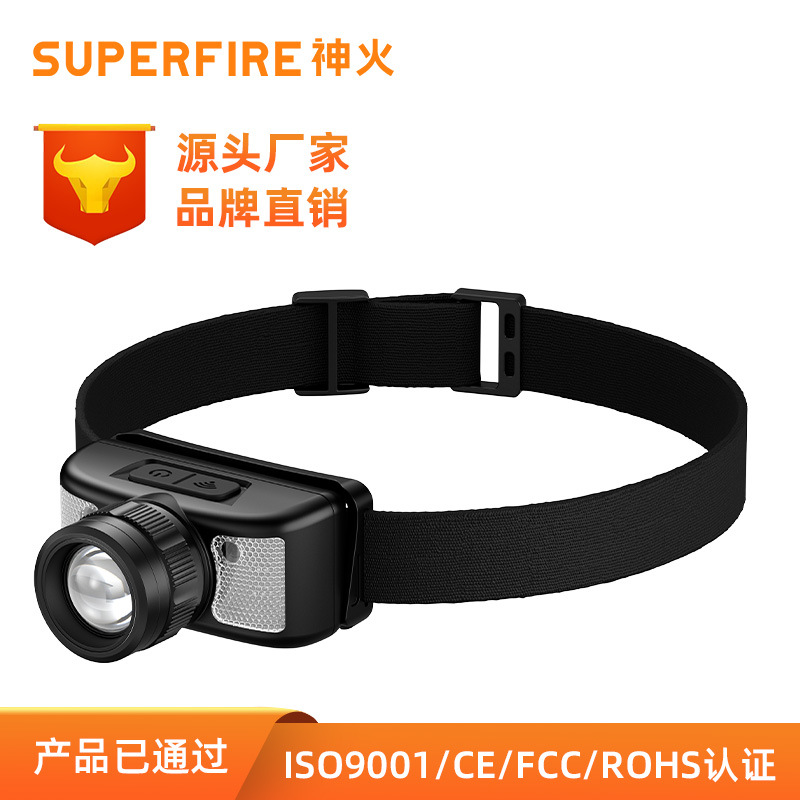 Lámpara de inducción de fuego fuerte luz nocturna pescador especial cargador super brillante rojo y blanco doble fuente de luz iluminación de cabeza tipo faro de iluminación