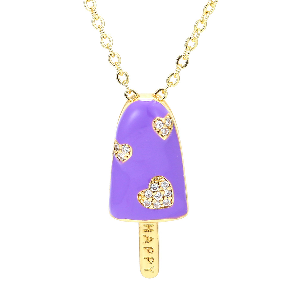 5g Weight Pendant Necklace Classification Wedding, Travel Occasion Copper Material Geometric Pattern Unisex Gender Fashion Style White, Pink, Purple, Green, Blue Color Wholesale Jewelry Popsicle-shaped Oil Drop Pendant Copper Inlaid Zircon Necklace Nihaojewelry 7