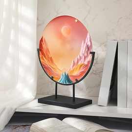 圆形金属展示架铁艺时尚经典室内装饰悬挂图片展示架桌面支架摆件