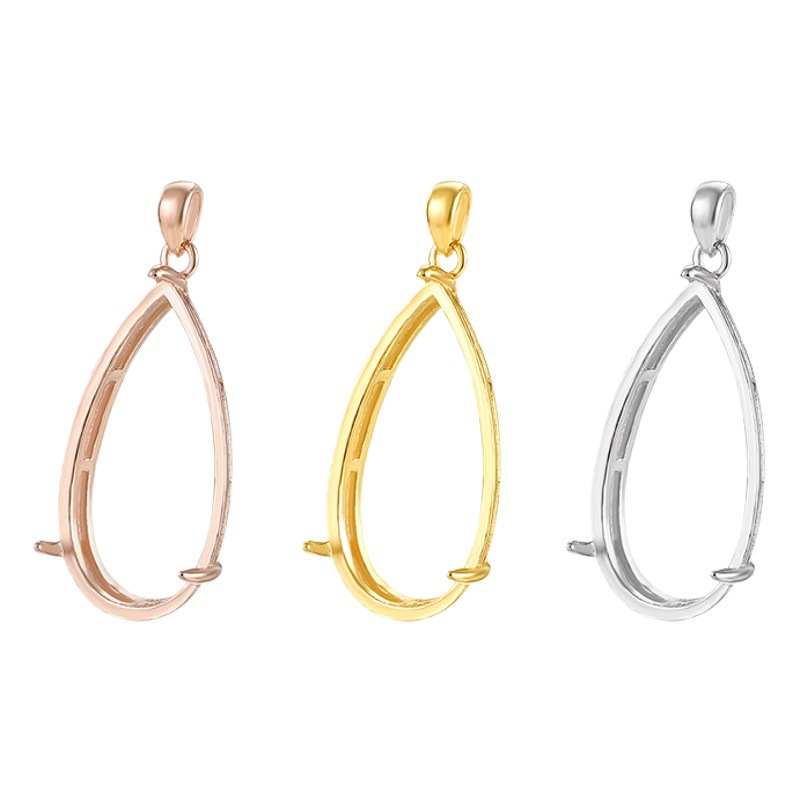 Water Drop Pendant Empty Holder 925 Sterling Silver Necklace Pendant Buckle DIY Jewelry Accessories Niche Design Jade Beeswax Silver Holder
