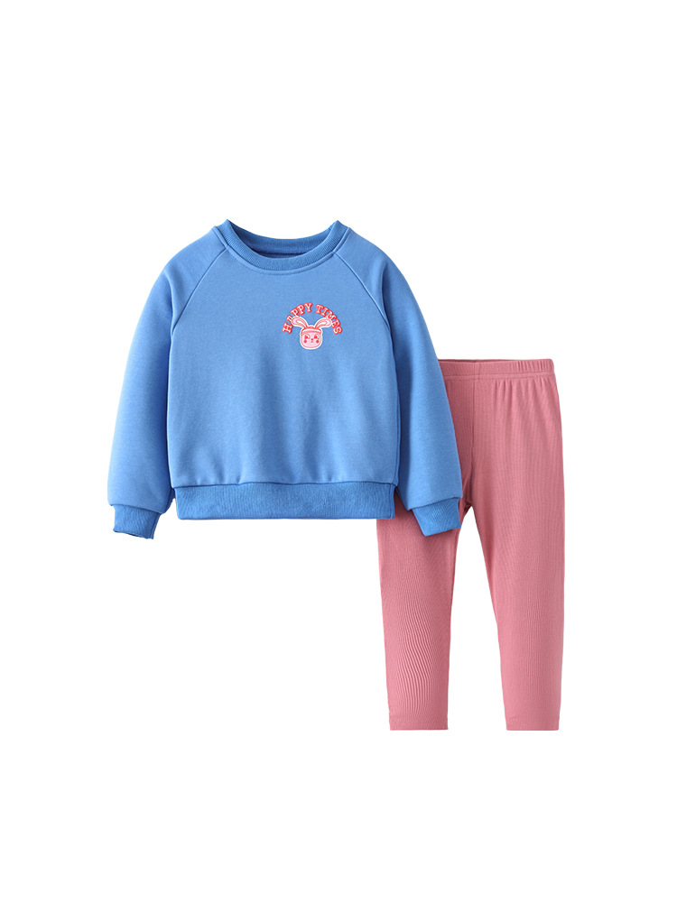 Cross-border malawee niñas suéter juego otoño y invierno nuevo estilo europeo y americano niños de media edad cuello redondo manga larga adorable moda dos piezas juego