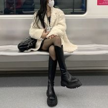 厚底骑士靴2022秋冬小个子不过膝长靴长筒靴厚底增高单靴子女