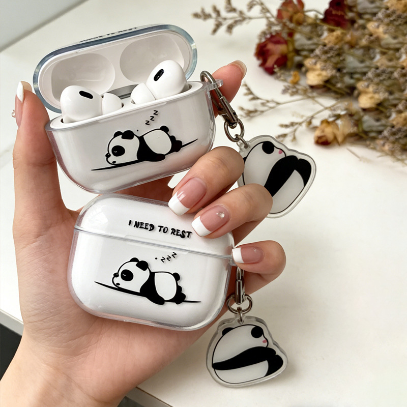 Cross-Border Hot-Selling Transparent Panda Anti-Drop Bluetooth Earphone Case Compatible with AirPods 1/2/3/4 Generation Pro2