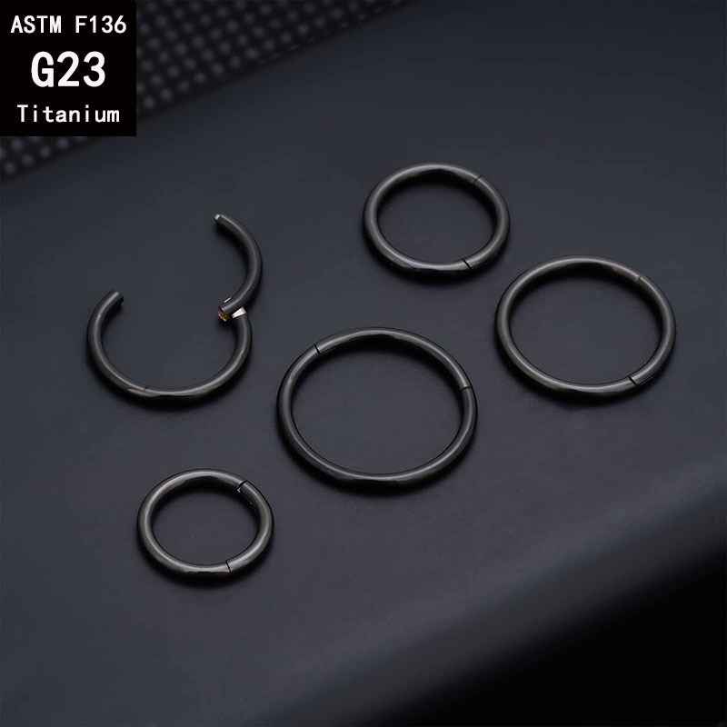 G23 Titanium Seamless Closed Ring Nose Hoop - 16G 1.6mm Black Cartilage Earring Body Piercing Jewelry detail image 10