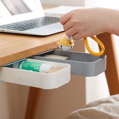 新款創意課桌下抽屜式收納筆盒隱藏粘貼式筆桶辦公文具雜物收納盒