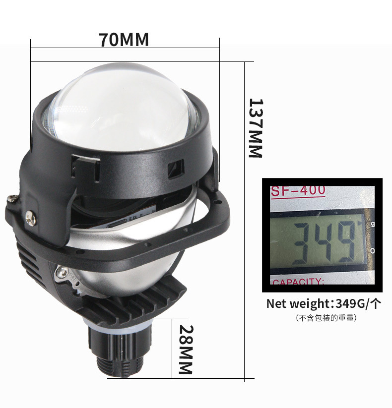 Nueva lente bifocal de gran venta, faro LED para coche de 2,5 pulgadas, lente láser de 65W, foco superbrillante, universal no destructivo