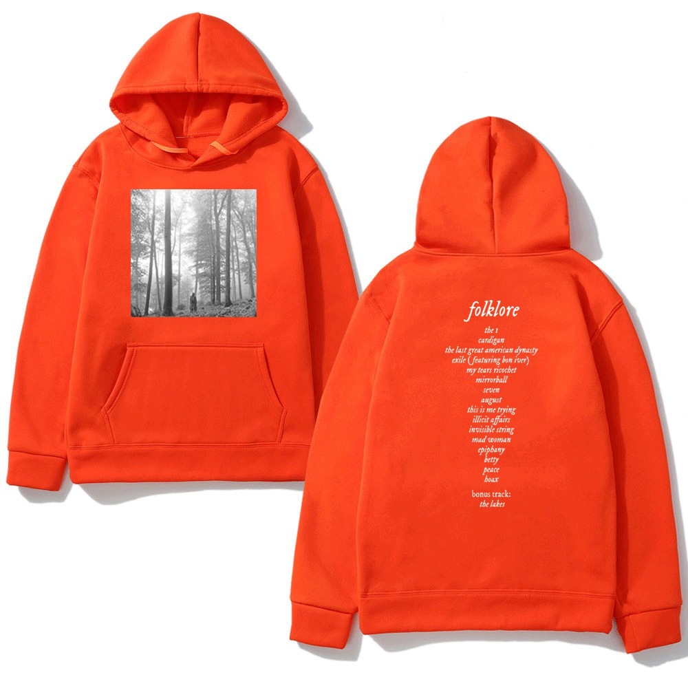 Taylor Pullover Music Album Folklore Print Hooded Sweatshirt