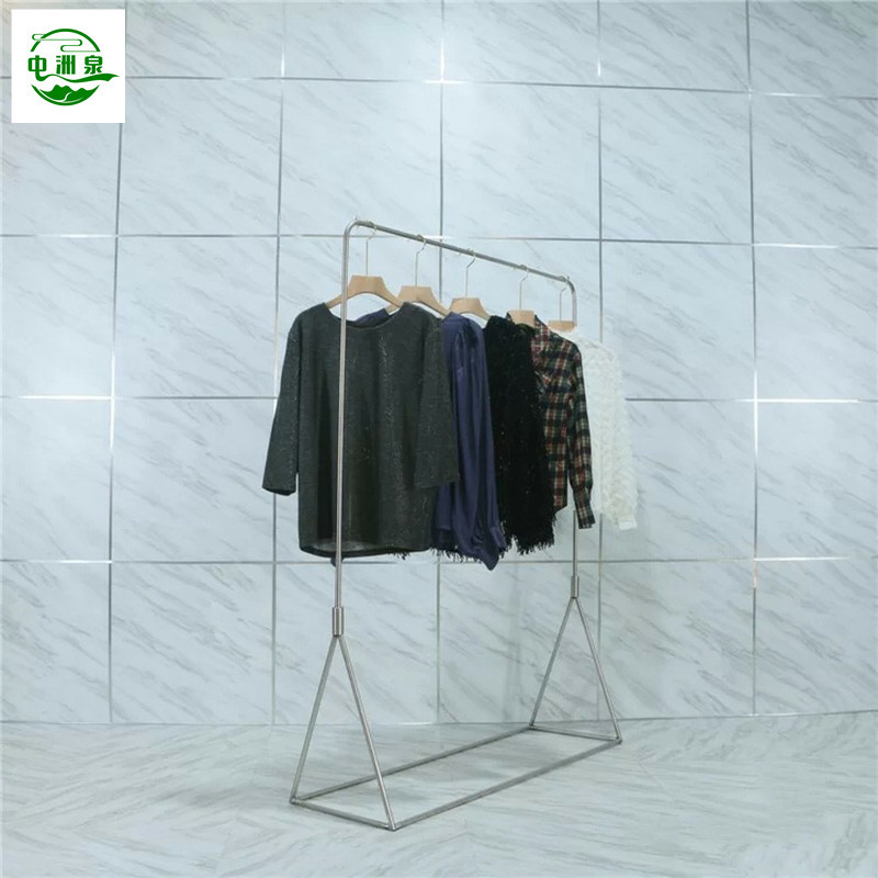 服装店展示架落地式挂衣服架子不锈钢拉丝银色展示挂衣架女装货架