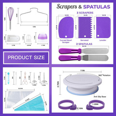 Wholesale cake turntable 137-piece set baking tools decorating nozzle decorating bag cream scraper cake turntable set