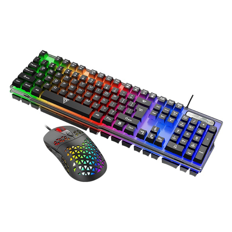 Jingdi V4 mecánico teclado táctil juego de ratón traje luminoso con cable transfronterizo en stock al por mayor teclado fotoeléctrico