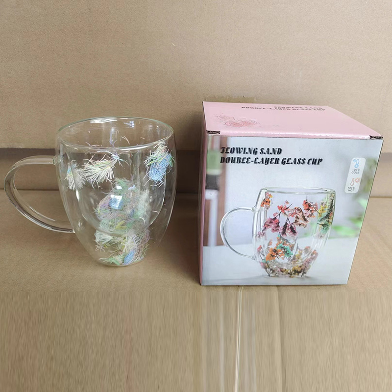 真花高颜値二重グラス高ホウ素シリコンクロスボーダー卸売り品ドライカップコーヒーカップ牛乳ジュースカップ|undefined