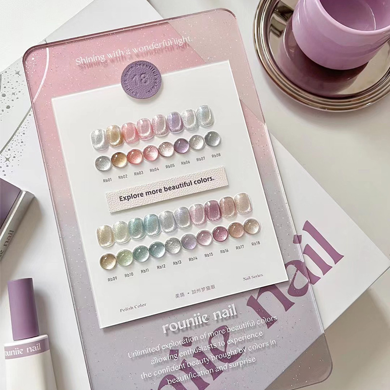 柔旖加州梦猫眼18色甲油胶套装爆闪猫眼胶2023年新款美甲店专用胶