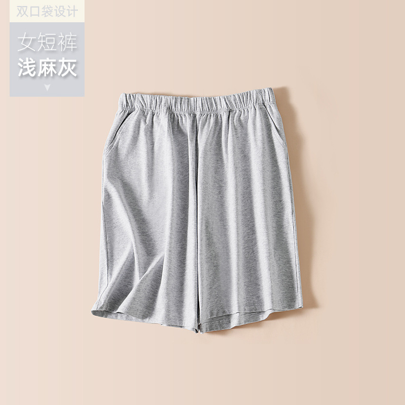 103 pantalones cortos femeninos grises de cáñamo claro