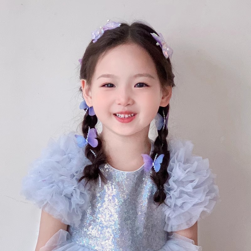 小さな女の子の新しいアンティークスタイルの手作り蝶真珠チェーン編組ヘアピンプリンセス妖精ヘッドフラワービーズヘアバンド頭飾り|undefined