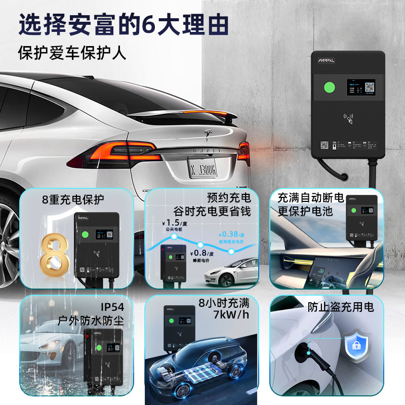 7kW交流充电桩家用商用新能源电动汽车充电桩壁挂立柱式扫码启动|undefined