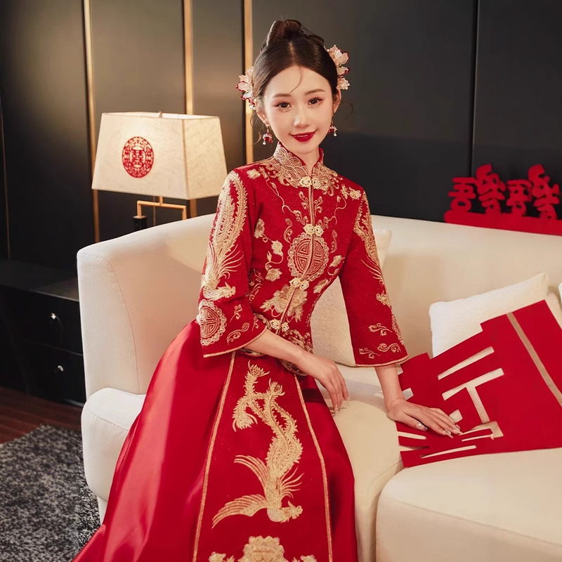 Xiuhe Dress Bride 2024 Chinese-Style Wedding Dress Petite Toast Dress New Chinese-Style Dragon and Phoenix Gown Petite Height-Enhancing Xiuhe Dress Bride 2024 Chinese-Style Wedding Dress Petite Toast Dress New Chinese-Style Dragon and Phoenix Gown Petite Height-Enhancing