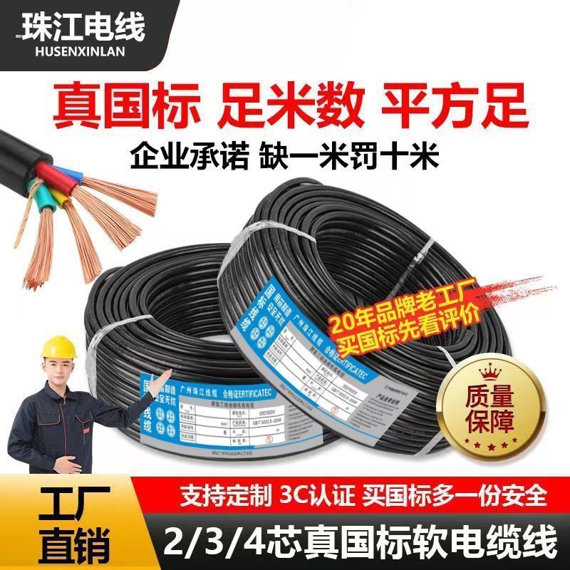 国標珠江電線RVVケーブル難燃防凍234芯保護ケーブル2.5/4/6/10平方電源コード|undefined