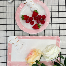 網紅日式餐盤貓爪甜品盤一人套裝碟盤家用菜盤可愛少女心陶瓷餐具
