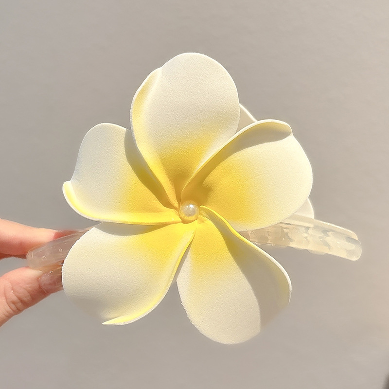 Clip de agarre de flor de plumón de perla, horquilla de flor de alta calidad femenina, horquilla, horquilla, horquilla, horquilla, horquilla, gran clip de tiburón, tocado