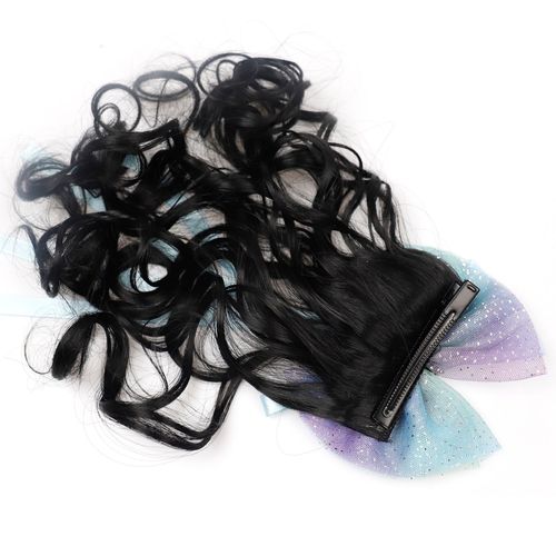 Children's hair accessories bow wig curly ponytail cross-border ribbon chemical fiber wig clip style curly high ponytail