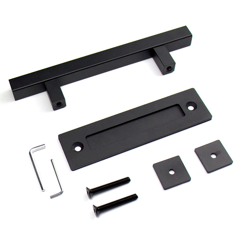 免打孔明裝拉手大柜子拉手黑色大門穀倉門推拉移門木門老式門把手