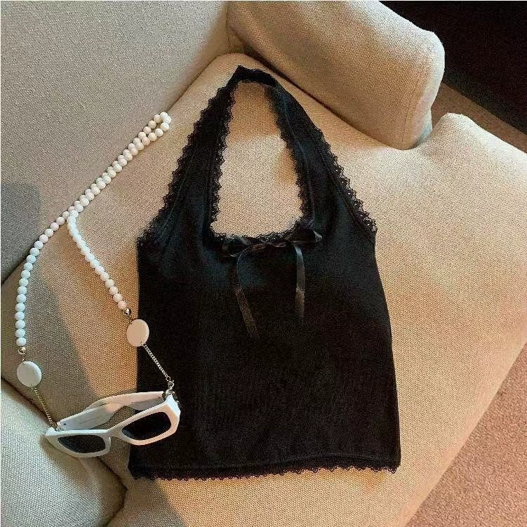 Кружевной топ с бантом, базовый дизайн с чашками, без спинки, one-size (подходит для 75–110 цзыней)