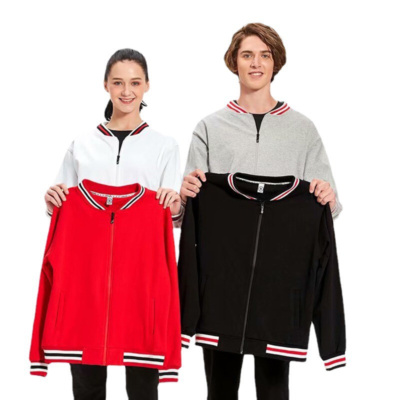 Big terry baseball uniform sweater diy reunion class uniform group overalls coat logo printed