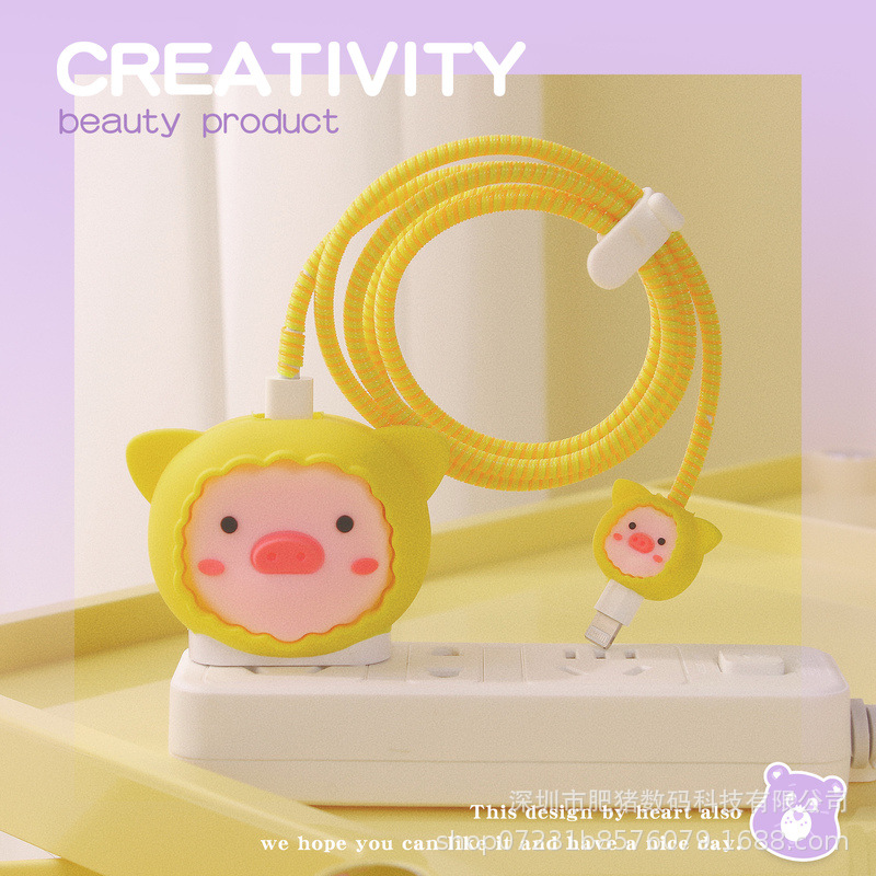 Nuevo cable de datos de dibujos animados cubierta protectora adecuado para Apple carga rápida cabeza 18/20W carga cabeza cubierta protectora Winder