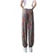 Summer Pants Women's Ice Silk Thin Lantern Pants Women's Summer Adult Anti-mosquito Pants Casual Loose Printed Flower-bouquet Foot Ankle-length Pants