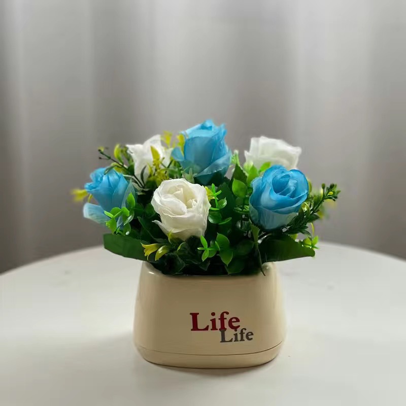 생활 분지-길조 장미 화이트 블루